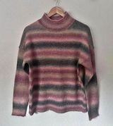 EVEREVE | Ombré Stripe Turtleneck Mock Neck Sweater Pink Gray Multi | Medium Photo 0