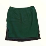 Ellen Tracy Linda Allard  Wool Mini Skirt Ever Green Black Zip Up Back Size 12 Photo 0