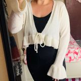 Cozy White Cardigan Size L Photo 0