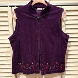 White Stag Women's Purple Velvet Embroidered Vest Smock Neck 90s Photo 0