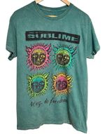 Sublime 40oz To Freedom Band T-Shirt Green Mineral Wash Sun Graphic Medium NEW Photo 0