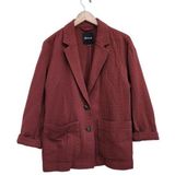 Madewell Button Up Cotton Quilted Blazer Jacket Burgundy Cotton Size Medium Photo 0