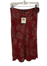 Gorgeous silk maroon sunflower 🌻 silk wrap midi skirt NWT Alfani Photo 0