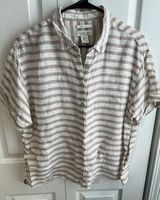 Rachel Zoe  linen button down short sleeve top size large Photo 0