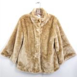 Anthropologie Tulle Camel Gold Vintage Inspired Faux Fur Coat size small Photo 0