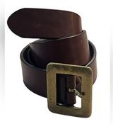 Vintage 1990s Gap Brown Leather Brass Buckle Belt Women size 35” Photo 0