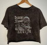 Desert Roads Nevada Brown Crop T-Shirt Tee Cowgirl Western Rodeo Medium Photo 0