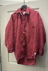 BDG Blue Striped Red Button Up Photo 0