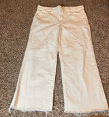 J.Crew Wide Leg‎ Crop Jeans Size 32 White Raw Hem Casual Denim Pants Photo 0