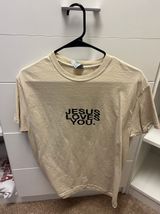 Beige Jesus loves you t shirt Tan Size M Photo 0