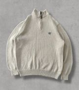 Vintage CHAPS Cream 90s Quarter Zip Sweater Knitwear Photo 0
