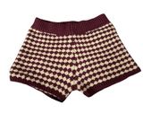 Forever 21 Knit Shorts Houndstooth High Waist Maroon Beige Size Medium Photo 0