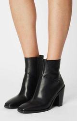 Rag and Bone  Axel Black Leather Square Toe Ankle Boots Photo 0