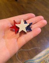 Wooden Red, White, And Blue Brooch Photo 0