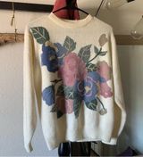 ☀️ Vintage ALFRED DUNNER floral ivory sweater Photo 0