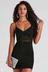 Black Mini Dress Windsor Sequin Bodycon Photo 0