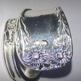 Size 9 Silver Tone Floral Wrap Faux Spoon Boho Ring Photo 0