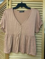 Pink Babydoll Ruffle Top Size L Photo 0