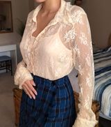 Super cute vintage lace top Tan Size L Photo 0