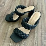 Sincerely Jules Sandals Black Aurora Braided Women 9 Block Heel Slip On Platform Photo 0