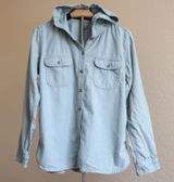 Carhartt Belton Hooded Shirt Womens M Button Up Long Sleeve Pockets Gray Photo 0