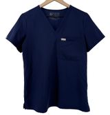 FIGS Catarina One-Pocket Scrub Top Shirt Navy Blue Women XS V-Neck Nurse FW1000 Photo 0