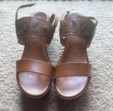 Italian shoemaker cognac wedge sandals size 39/8 Photo 0