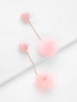 Fuzzy Heart Earrings Pink Photo 0