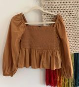 J.Crew Tan Peplum Blouse Photo 0
