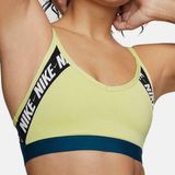 Nike Pro Dri-Fit Sports Bra Indy Logo Lime Green Yellow & Blue Women’s Medium Photo 0