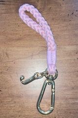 Dangling Juicy J Pink Woven Wrist Strap Gold Hardware Keychain Photo 0