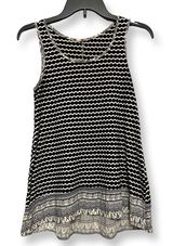 Mystree Womens Blouse Black White Geometric Scoop Neck Sleeveless S Photo 0