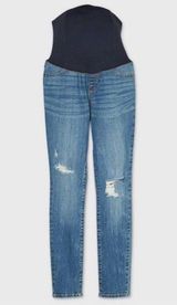 Isabel Maternity Crossover Panel Denim Distressed Skinny Jeans Size 4 Photo 0