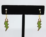 Boutique Olive Green Lightning Bolt Huggie Earrings Photo 0
