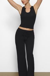 Skims Pants Womens Medium Black Cotton Jersey Straight Leg Pant in soot Lounge Photo 0