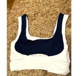 Free People FP Movement Navy Blue and White Cut Out Sports Bra Tank Top Size L Size L Photo 0