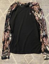 Hurley NWOT  Women's L Black Scattered Palm Long Sleeve Swim Shirt UPF 50+ Photo 0
