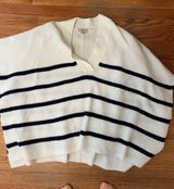 Loft Blue and White Striped Poncho Shirt Photo 0