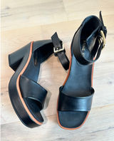 Womens Anne Klein Open Toe Heels Size 6.5 Vegan Leather Strappy Sandals Black Photo 0