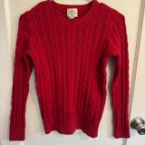 St John's Bay Cable Knit Sweater Red Cotton Blend Crew Neck Classic Photo 0
