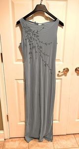 Eye Candy Light blue long maxi dress. Embroidered flower design. Key hole tie back Photo 0