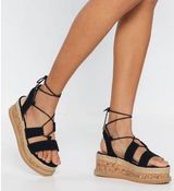 Nasty Gal Tie Up Espadrille Platform Sandals Photo 0