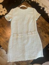 Light Blue-Cream Bebop Tweed Dress  Photo 0