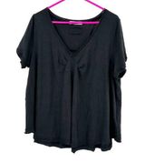 We The Free Size Medium Shirt Black Babydoll Flared Back V Neck Short Sleeved Photo 0