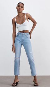 ZARA Slim fit high rise ripped jeans Photo 0