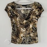 American City Wear 90s Y2K  Women’s Size Large Cheetah Blouse Vintage Cowl Neck Photo 0