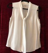 Sleeveless Tie Front Blouse Cream Photo 0