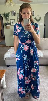 SheIn Navy Floral Maxi Dress Photo 0