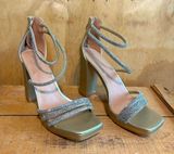 Windsor Glam Mode Rhinestone Metallic Gold Platform Heels Sz 8.5 Photo 0