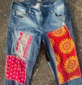 Torrid skinny cropped Trendy Patchwork Blue Jeans Photo 0